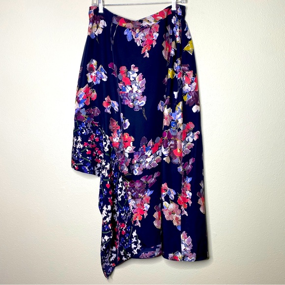 LEWIT Silk Asymmetrical Floral Skirt - Picture 2 of 6